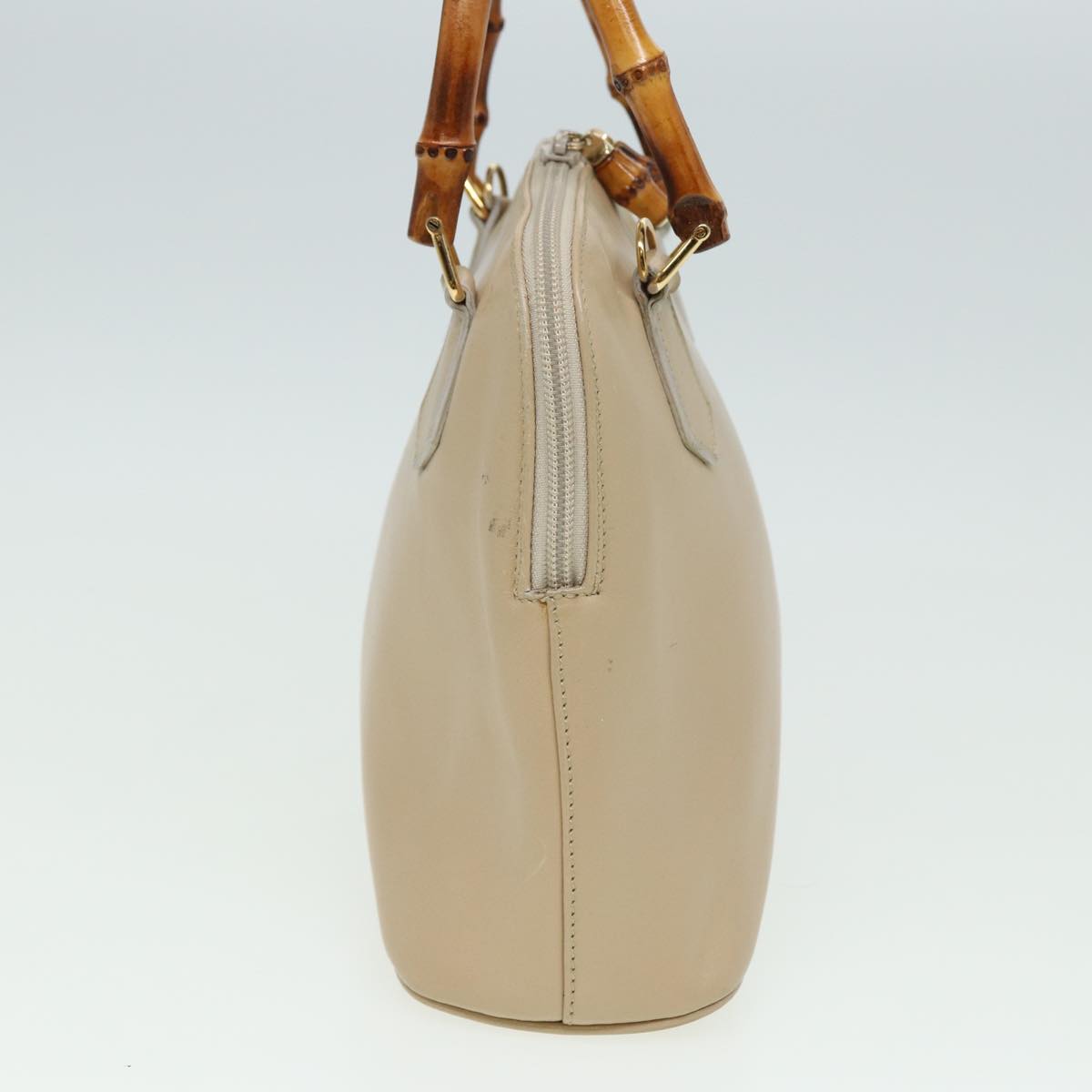 GUCCI Bamboo Hand Bag Leather Beige 81937
