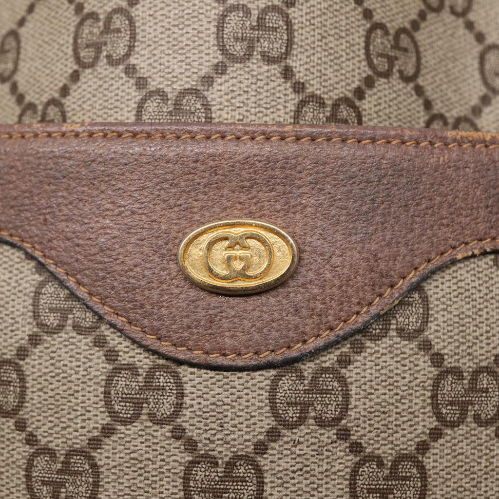 GUCCI GG Canvas Web Sherry Line Tote Bag PVC Leather Beige Green Red 81946