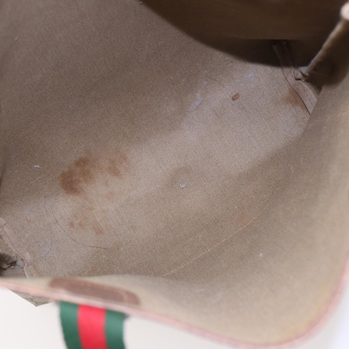 GUCCI GG Canvas Web Sherry Line Tote Bag PVC Leather Beige Green Red 81946