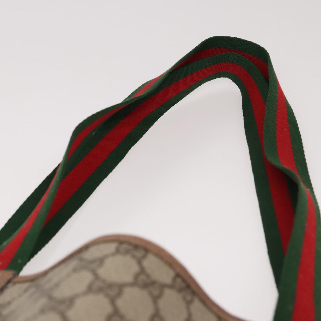 GUCCI GG Canvas Web Sherry Line Tote Bag PVC Leather Beige Green Red 81946