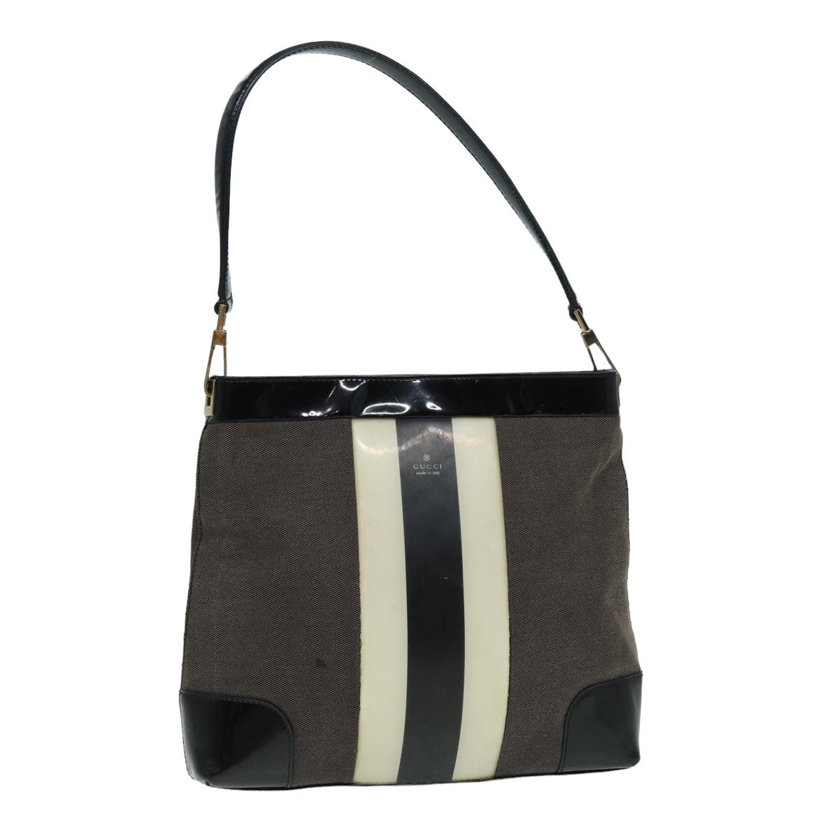 GUCCI Shoulder Bag Canvas Gray Black white 001 4231 81957