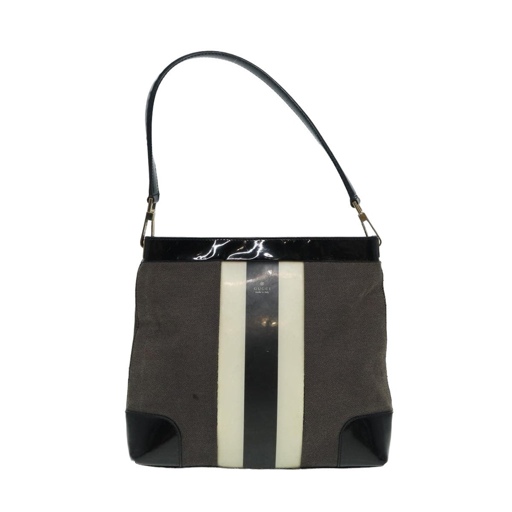 GUCCI Shoulder Bag Canvas Gray Black white 001 4231 81957