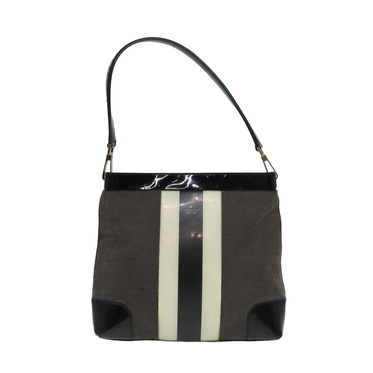 GUCCI Shoulder Bag Canvas Gray Black white 001 4231 81957