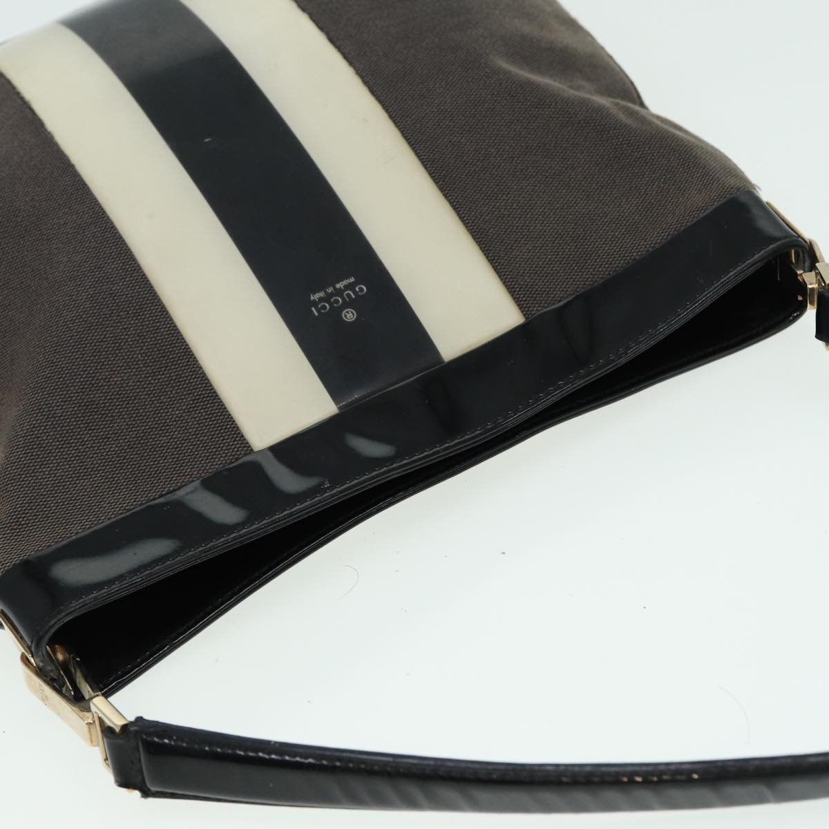 GUCCI Shoulder Bag Canvas Gray Black white 001 4231 81957