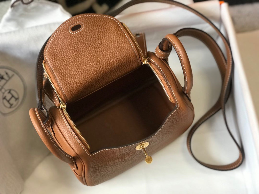 GLAMI Mini Lindy Brown For Women Gold Toned Hardware 7.5in/19cm