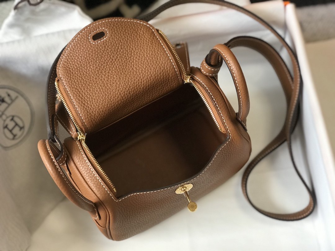 GLAMI Mini Lindy Brown For Women Gold Toned Hardware 7.5in/19cm