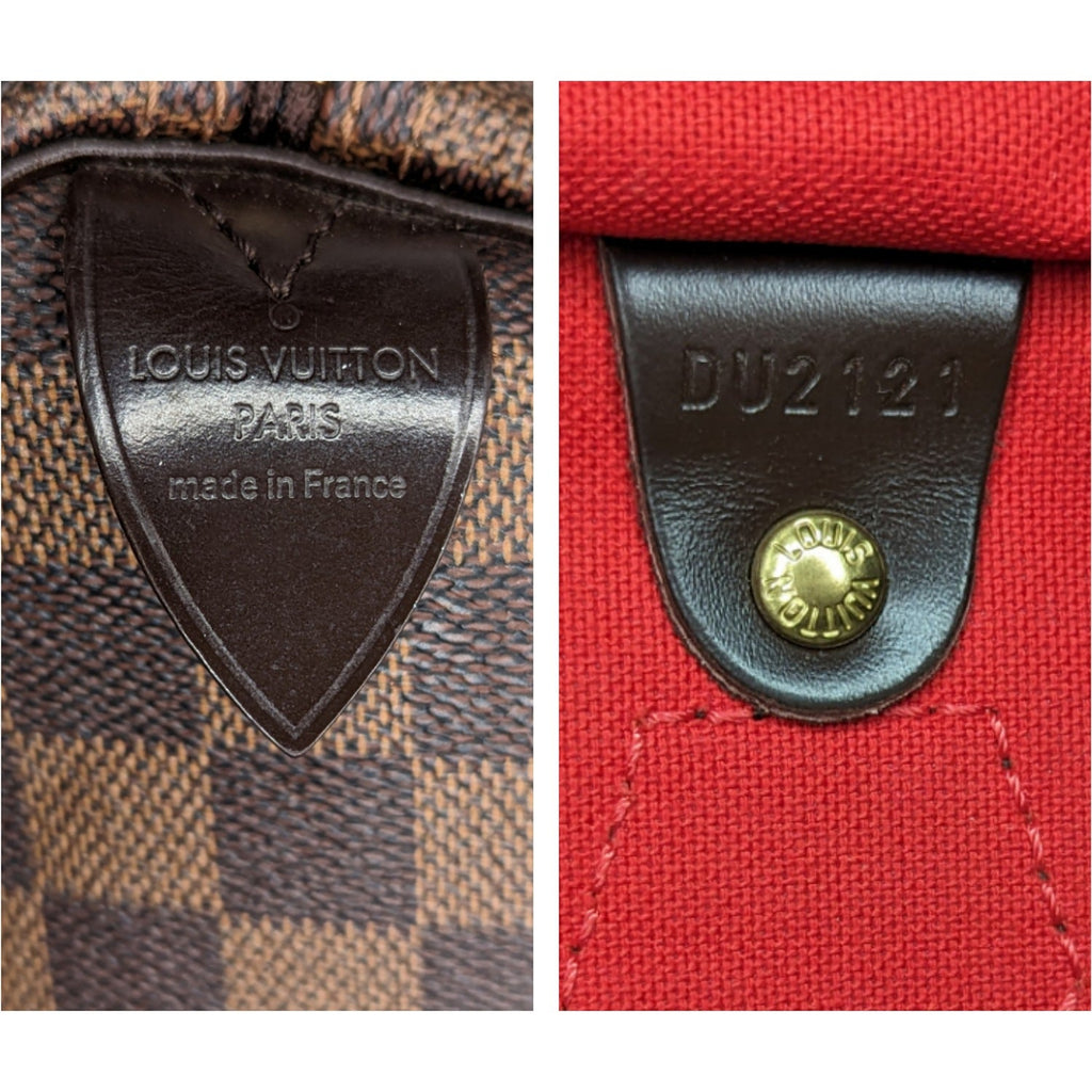 Louis Vuitton Damier Ebene Canvas Speedy 35 Satchel