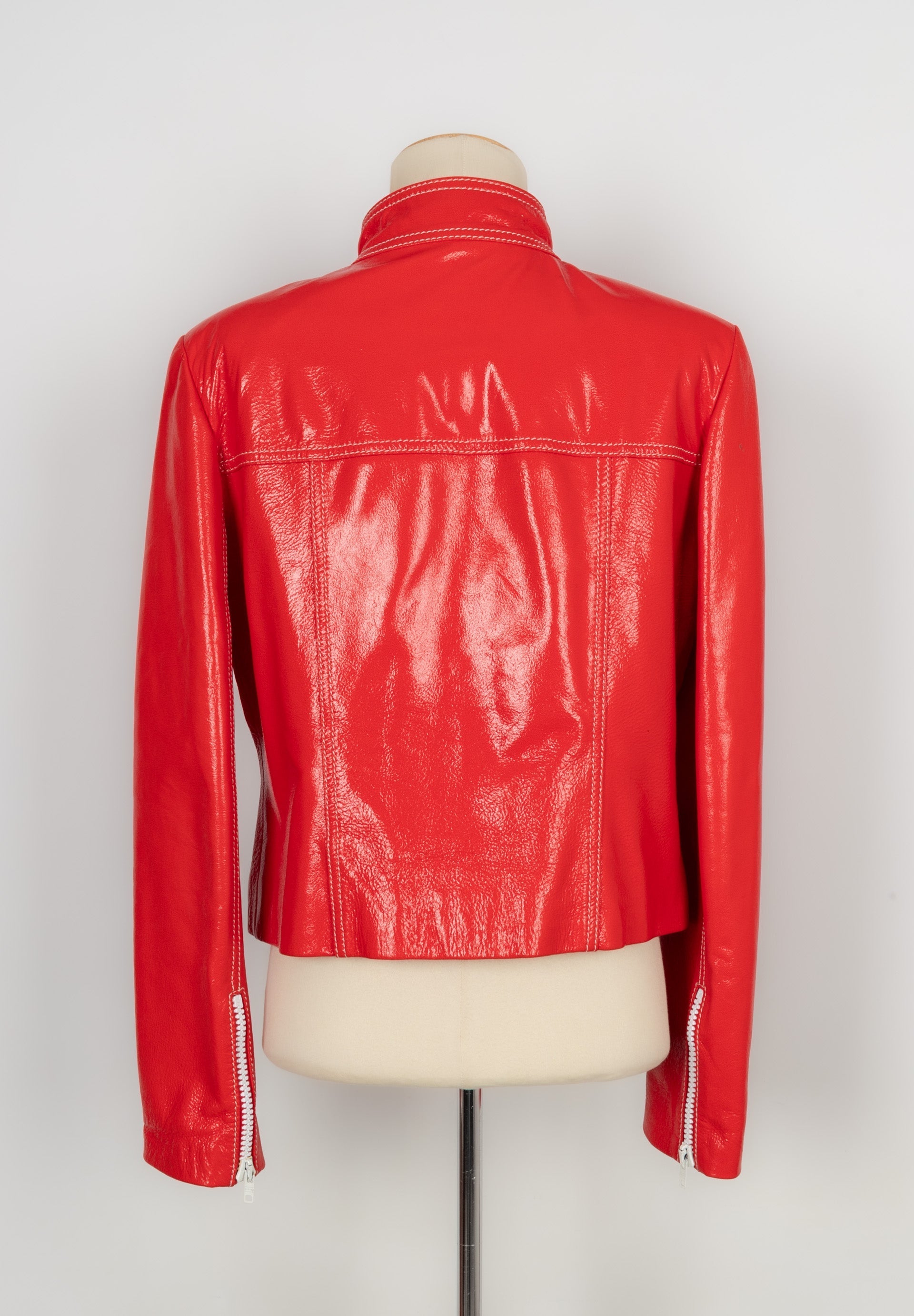 Veste en cuir orange CÃƒÆ’Ã‚Â©line