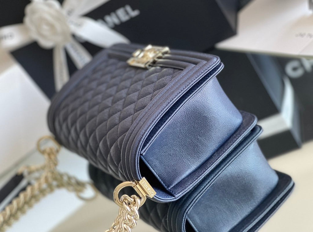 CHLMedium Boy Handbag Dark Blue For Women 9.8in/25cm A67086