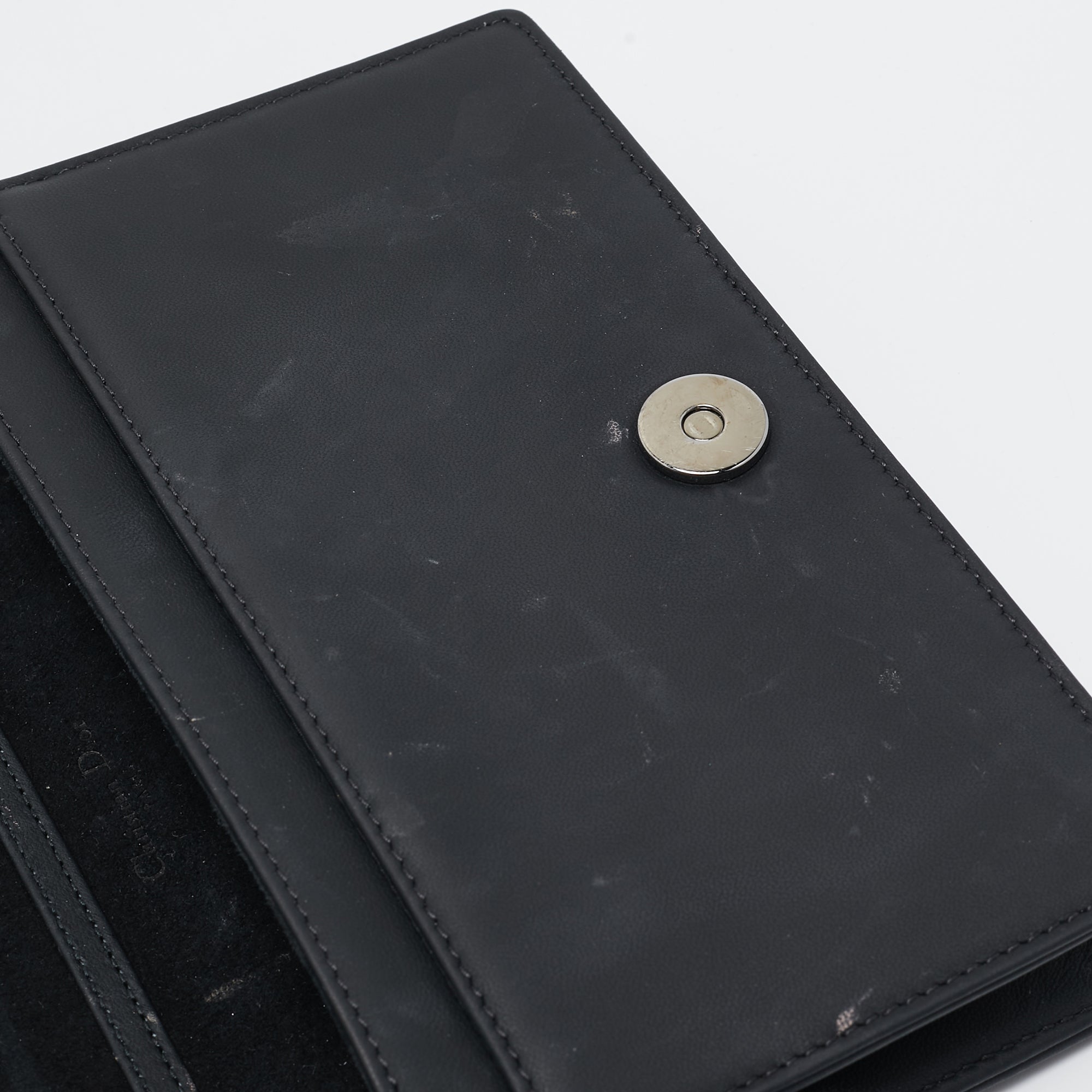 Dior Matte  Leather Studded Diorama Wallet On Chain