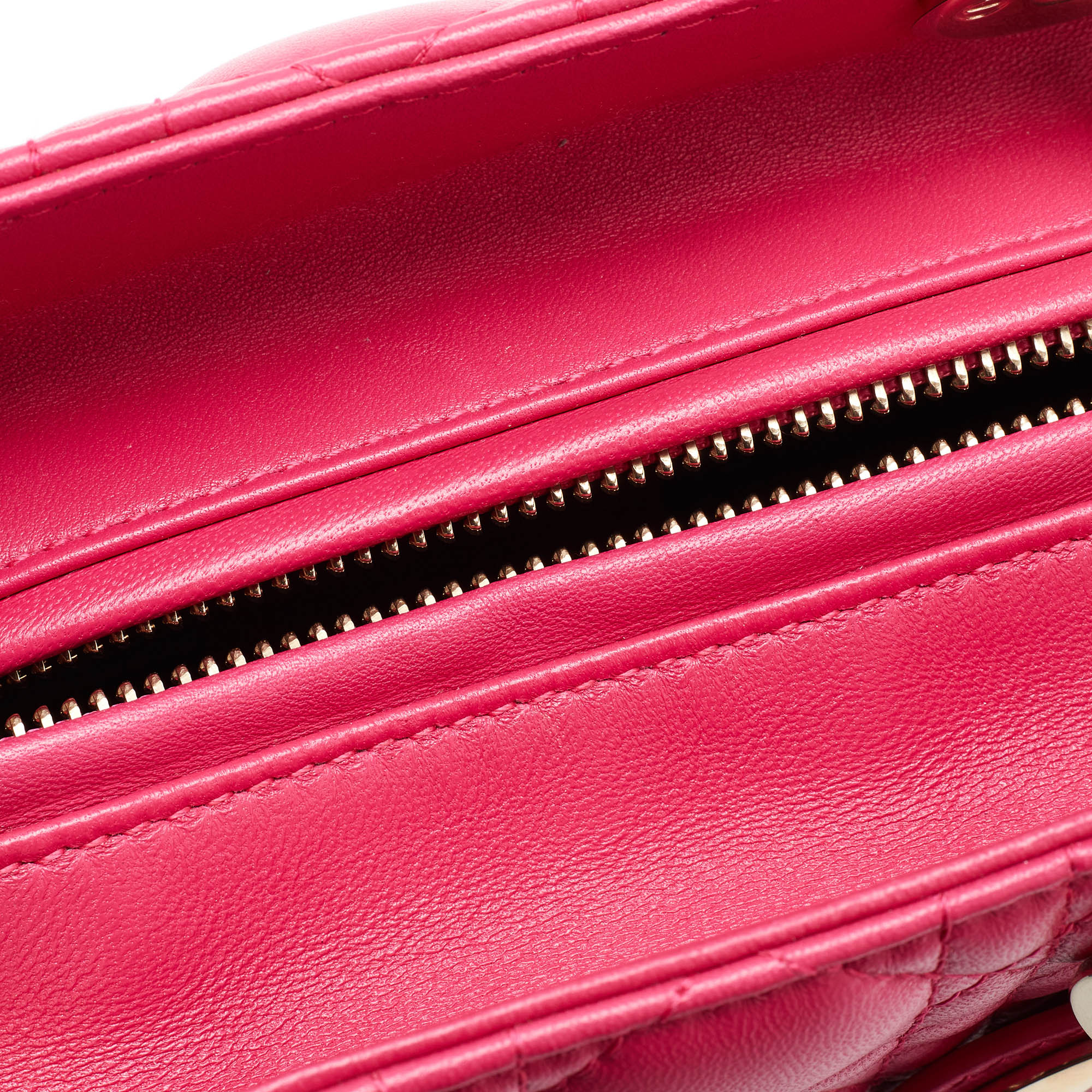 Dior Fuschia Cannage Leather Large Lady Dior Tote