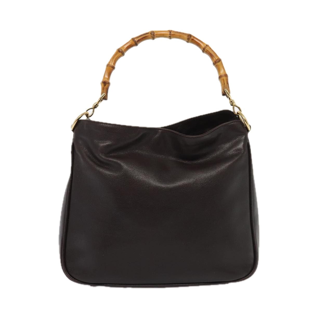 GUCCI Bamboo Hand Bag Leather 2way Brown 82021