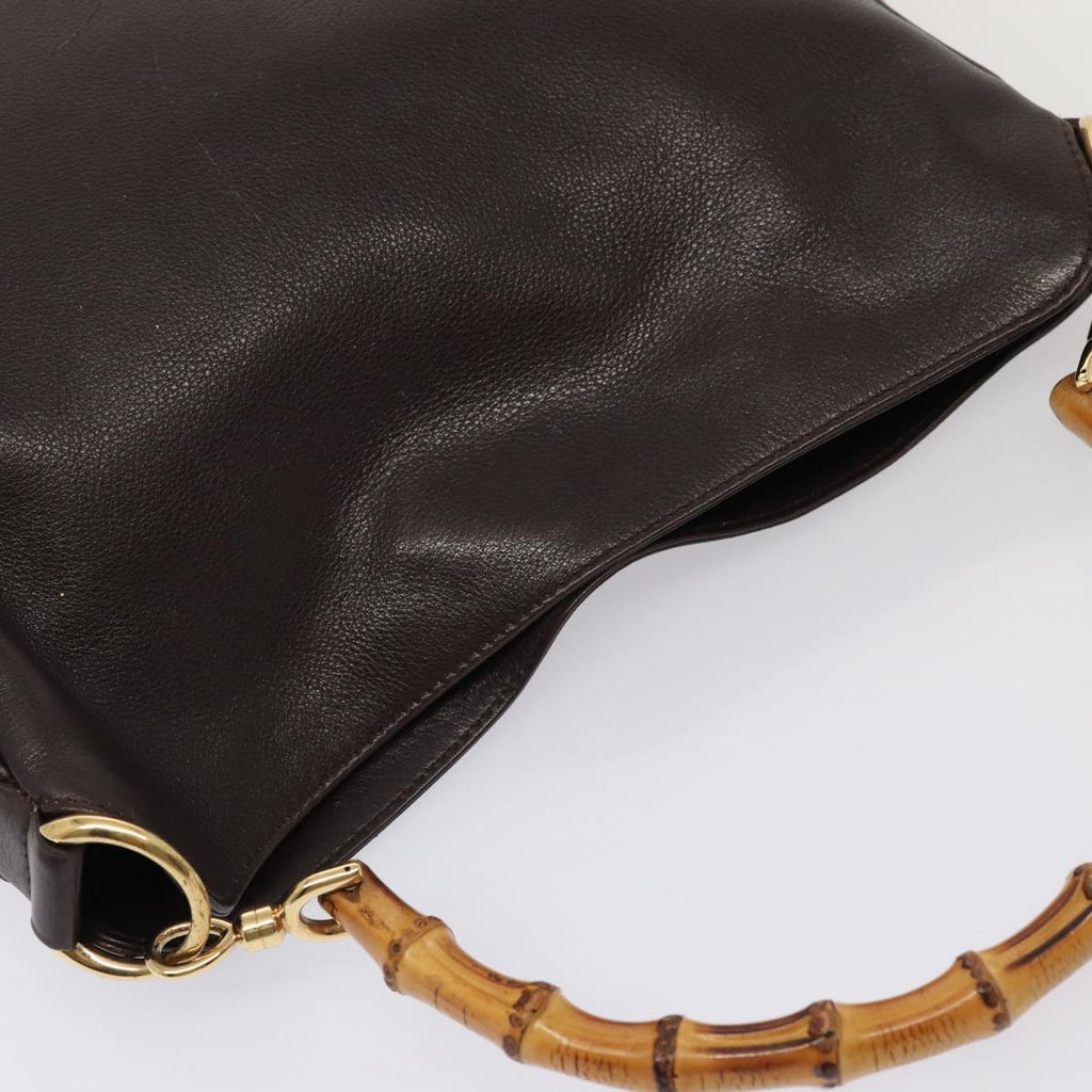 GUCCI Bamboo Hand Bag Leather 2way Brown 82021