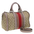 GUCCI GG Canvas Boston Bag 2way Beige Pink 82022