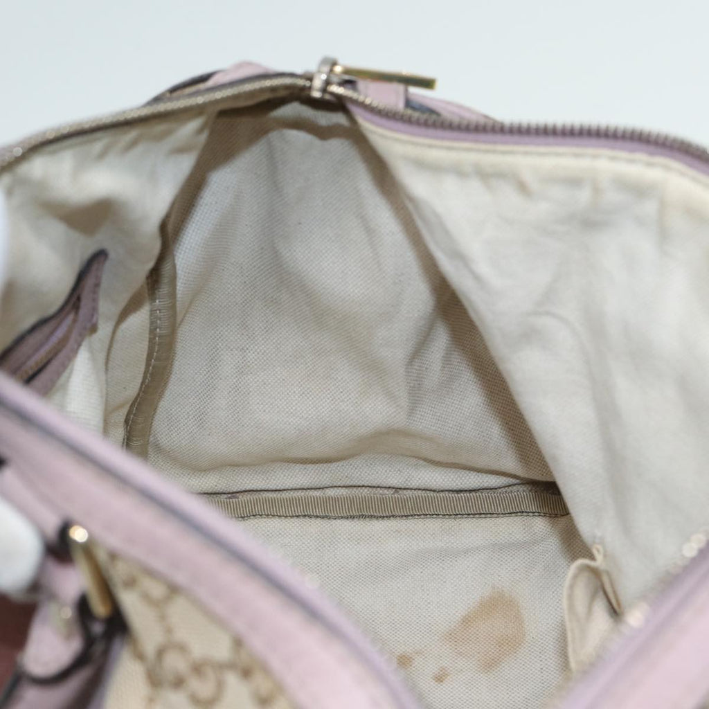GUCCI GG Canvas Boston Bag 2way Beige Pink 82022