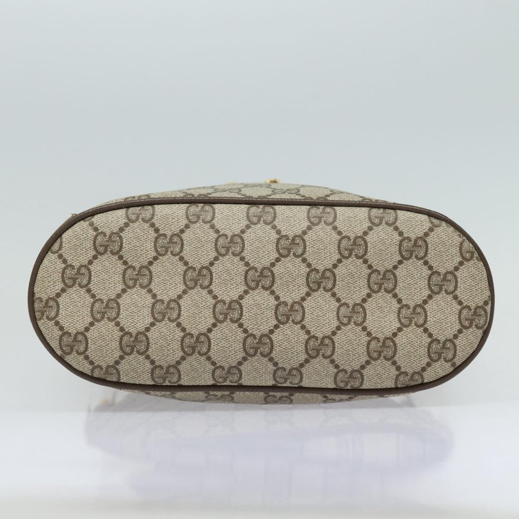GUCCI GG Canvas Web Sherry Line Shoulder Bag PVC Leather Beige Green 82024