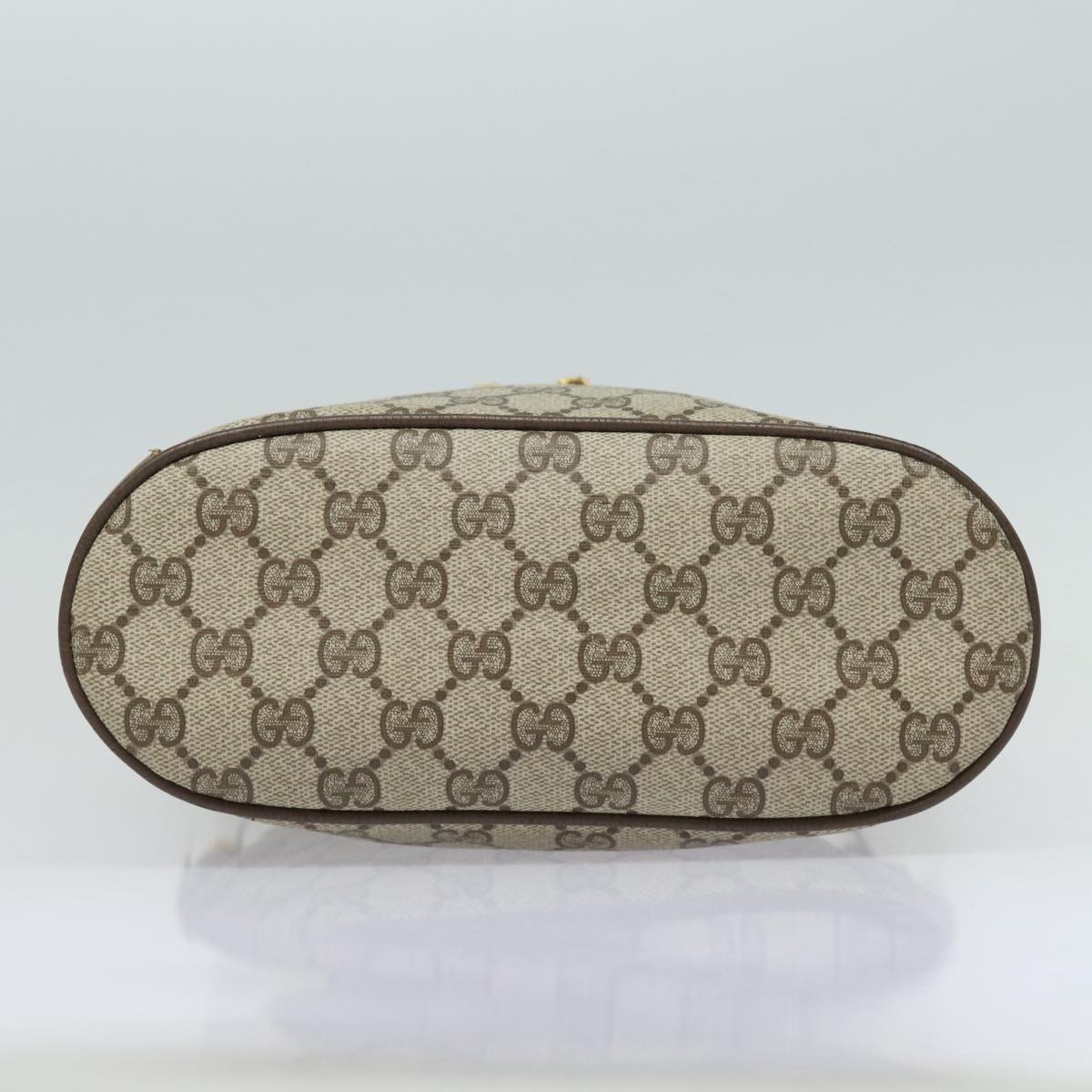 GUCCI GG Canvas Web Sherry Line Shoulder Bag PVC Leather Beige Green 82024