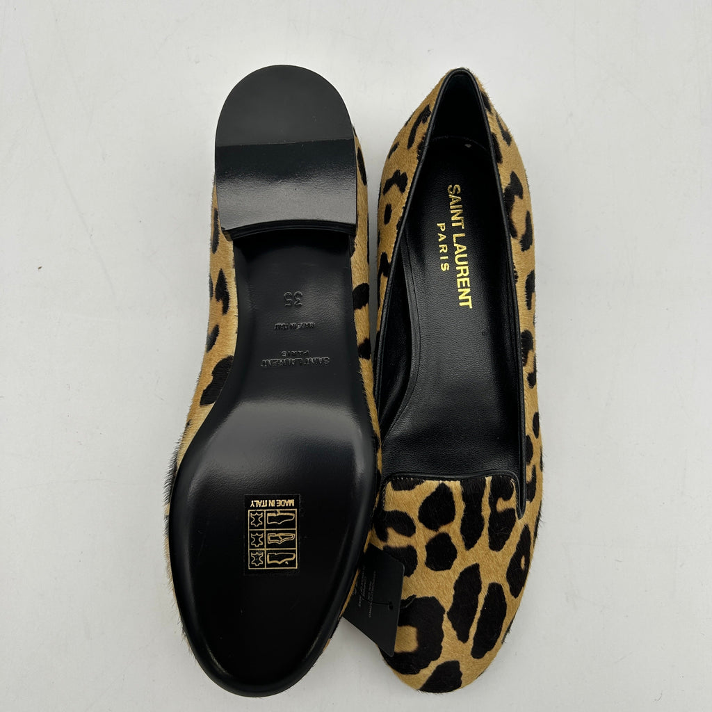 Saint Laurent Paris Brown Leopard Print Calf Hair Tribtoo Platform Pumps US Women`s Size 4 24080809