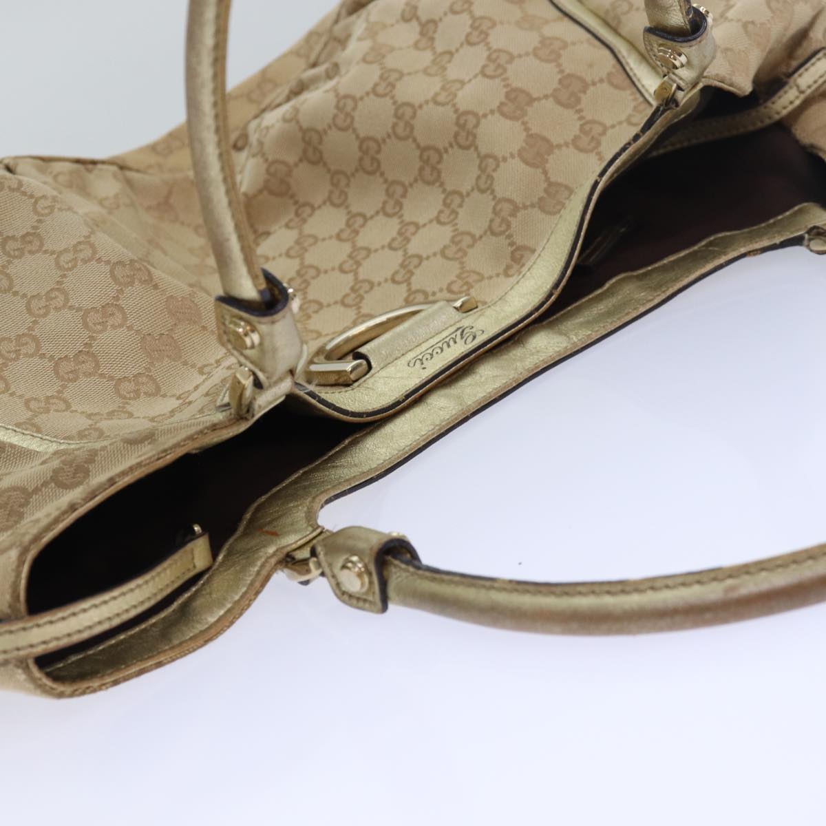 GUCCI GG Canvas Abbey Tote Bag Beige Gold 189835 82100