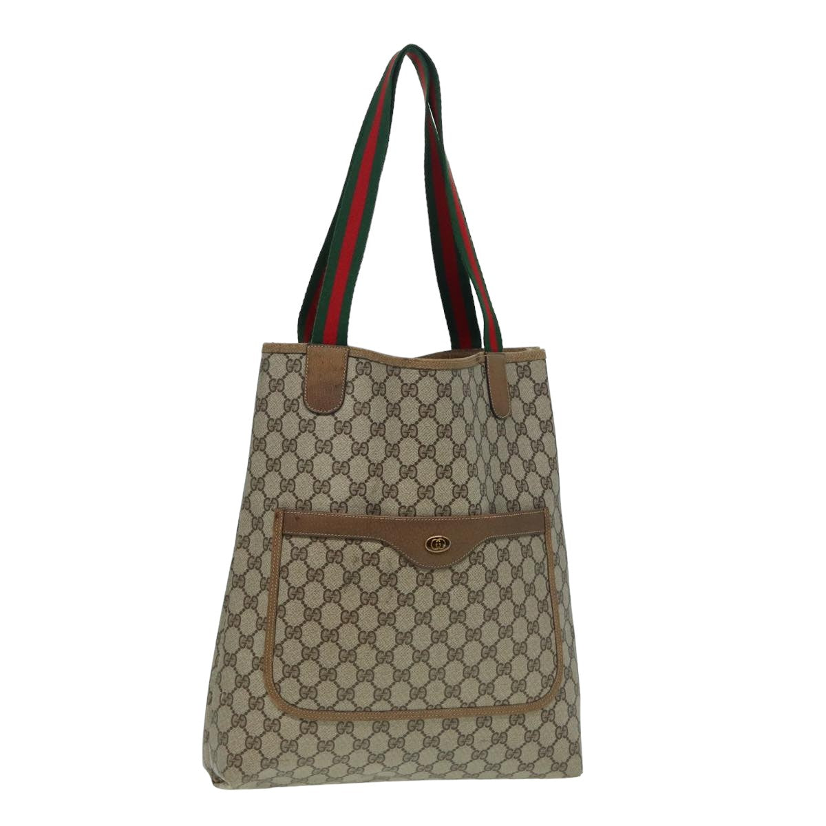 GUCCI GG Supreme Web Sherry Line Tote Bag PVC Leather Beige 39 02 003 82101