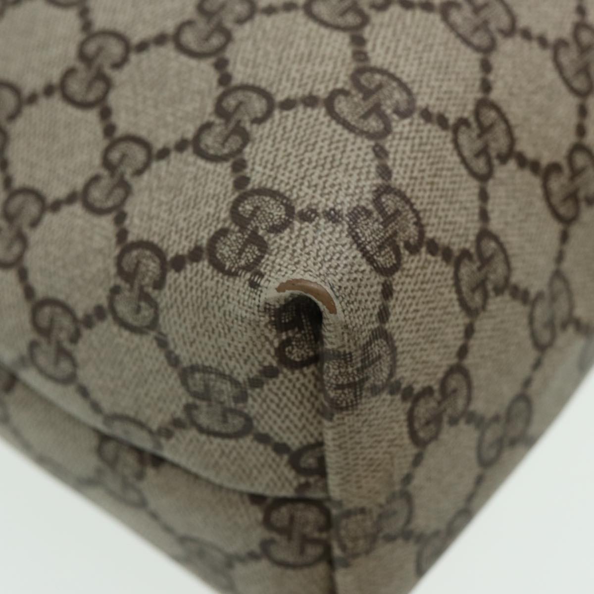 GUCCI GG Supreme Web Sherry Line Tote Bag PVC Leather Beige 39 02 003 82101