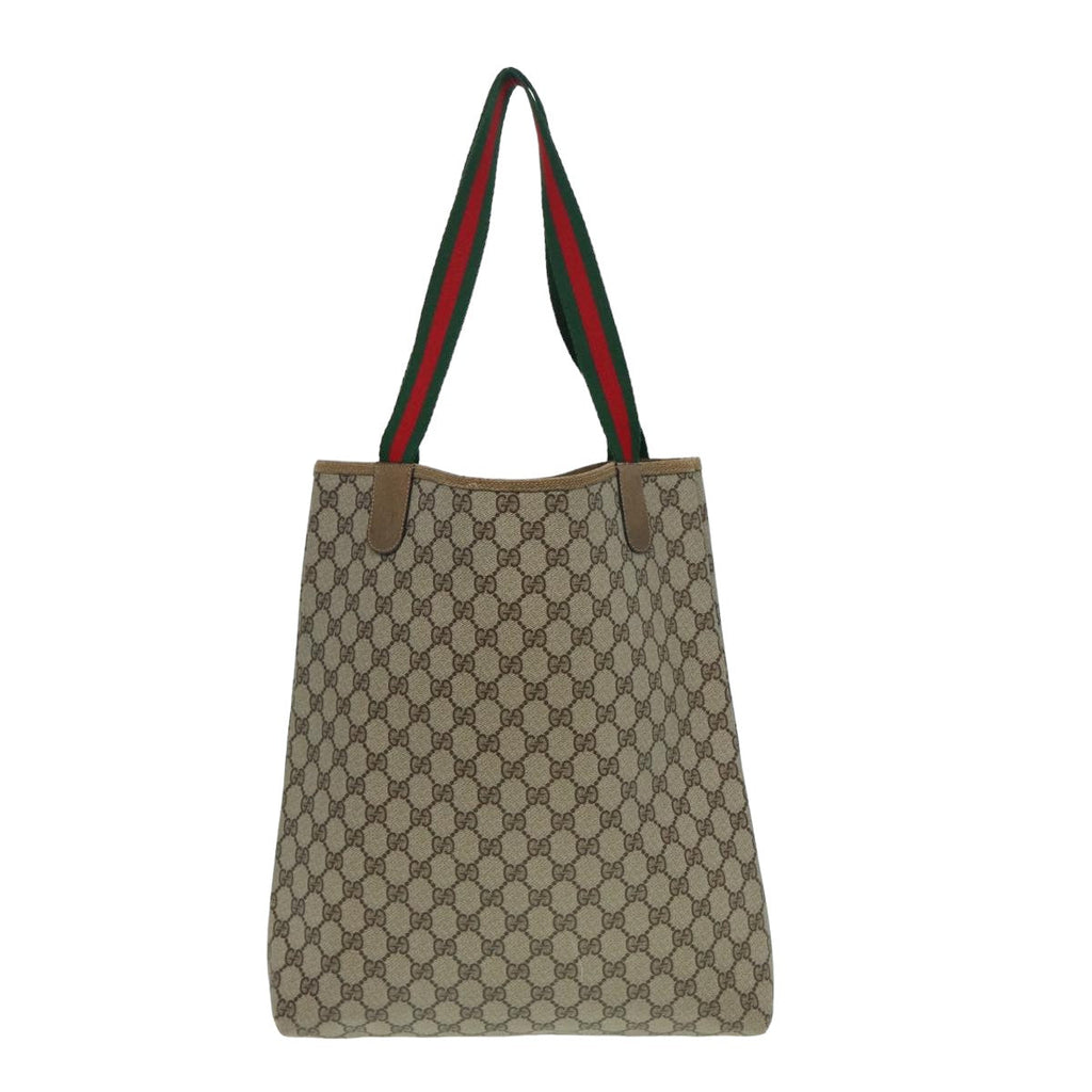 GUCCI GG Supreme Web Sherry Line Tote Bag PVC Leather Beige 39 02 003 82101