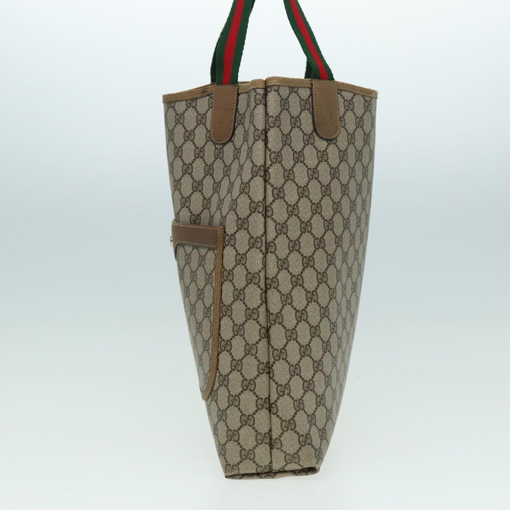 GUCCI GG Supreme Web Sherry Line Tote Bag PVC Leather Beige 39 02 003 82101