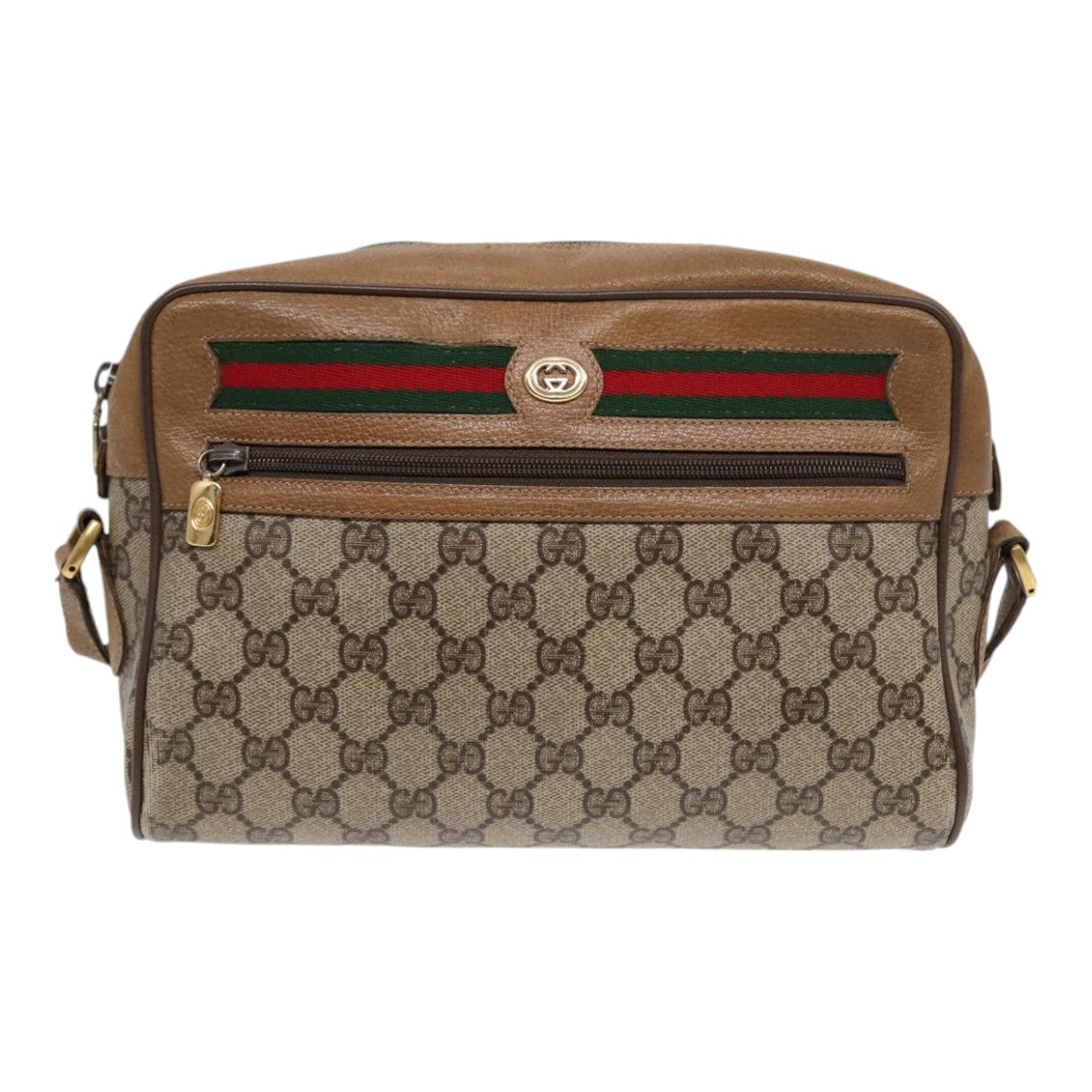 GUCCI GG Supreme Web Sherry Line Shoulder Bag Beige Gold 119 02 088 82111