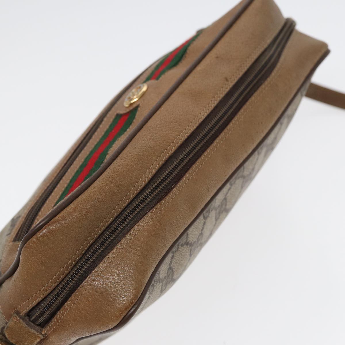 GUCCI GG Supreme Web Sherry Line Shoulder Bag Beige Gold 119 02 088 82111