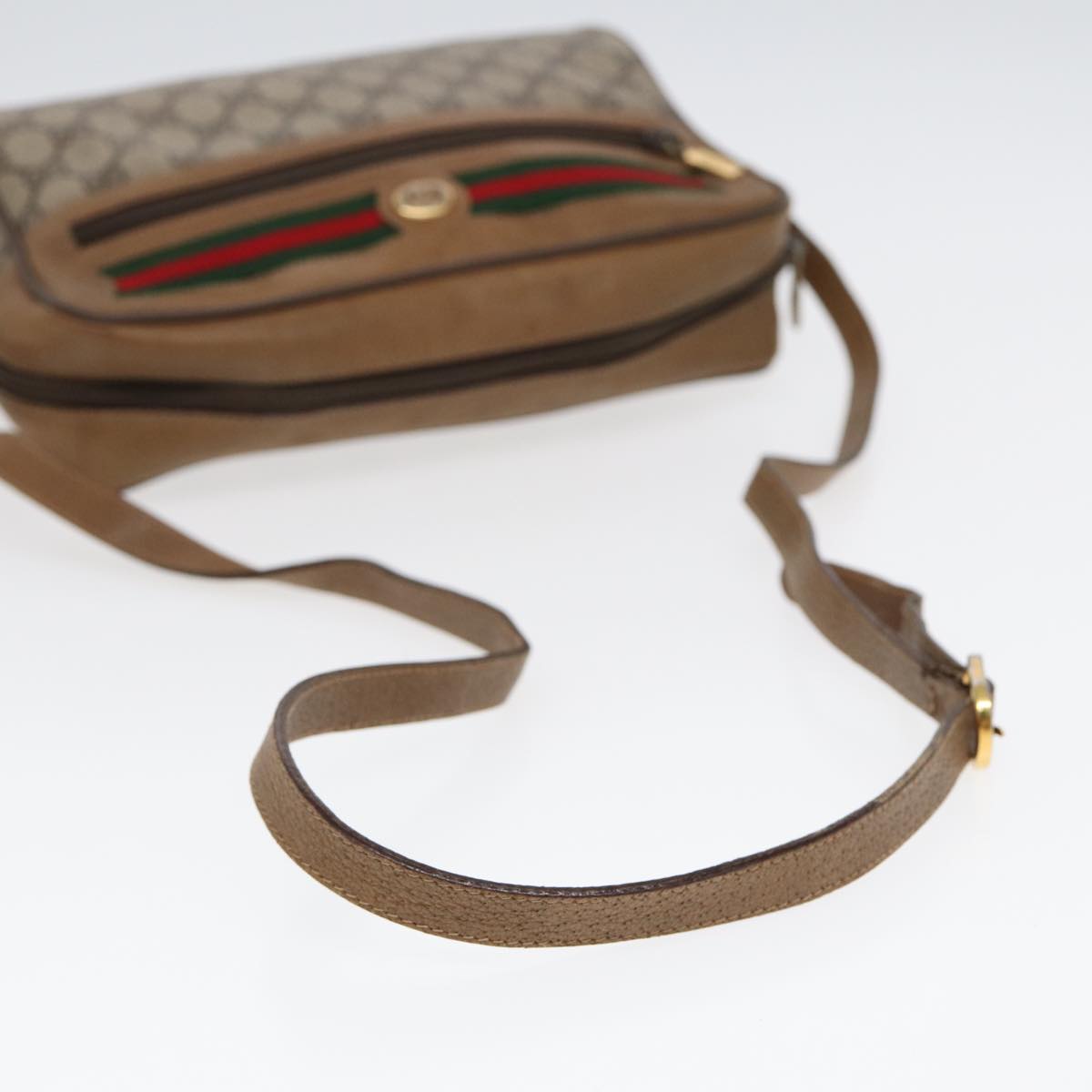 GUCCI GG Supreme Web Sherry Line Shoulder Bag Beige Gold 119 02 088 82111