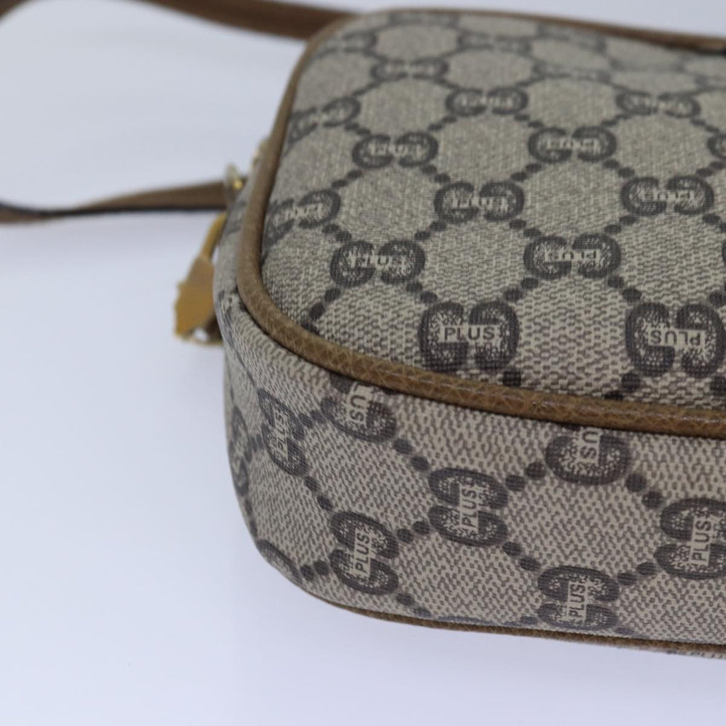 GUCCI GG Plus Supreme Shoulder Bag PVC Beige Gold 82112
