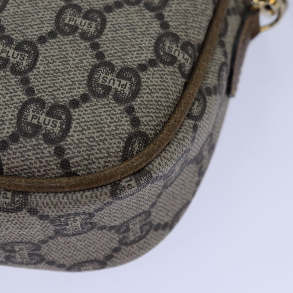 GUCCI GG Plus Supreme Shoulder Bag PVC Beige Gold 82112