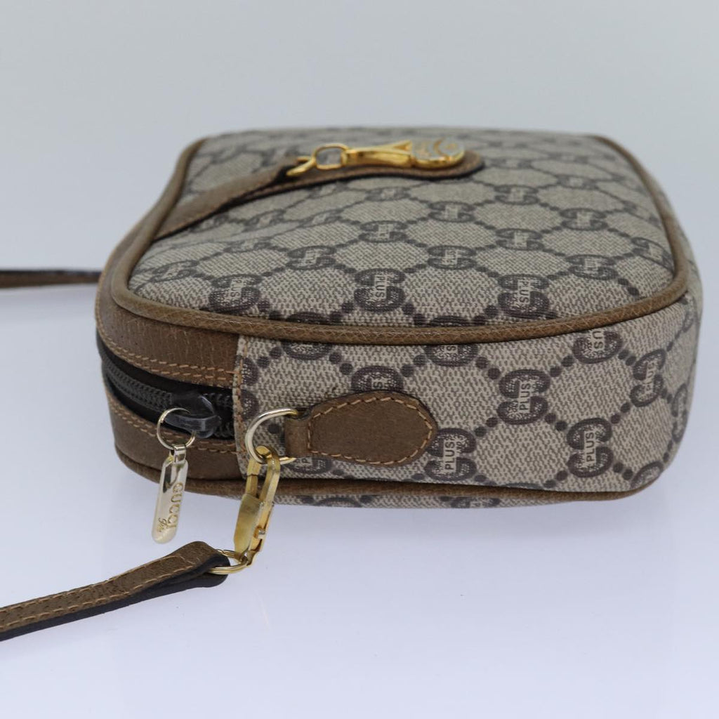 GUCCI GG Plus Supreme Shoulder Bag PVC Beige Gold 82112