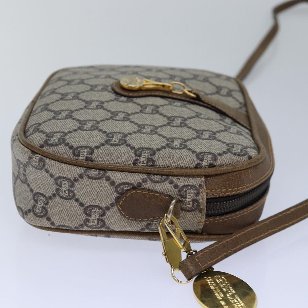 GUCCI GG Plus Supreme Shoulder Bag PVC Beige Gold 82112