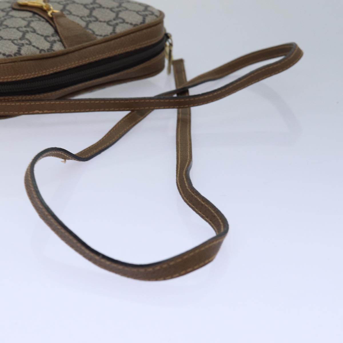 GUCCI GG Plus Supreme Shoulder Bag PVC Beige Gold 82112
