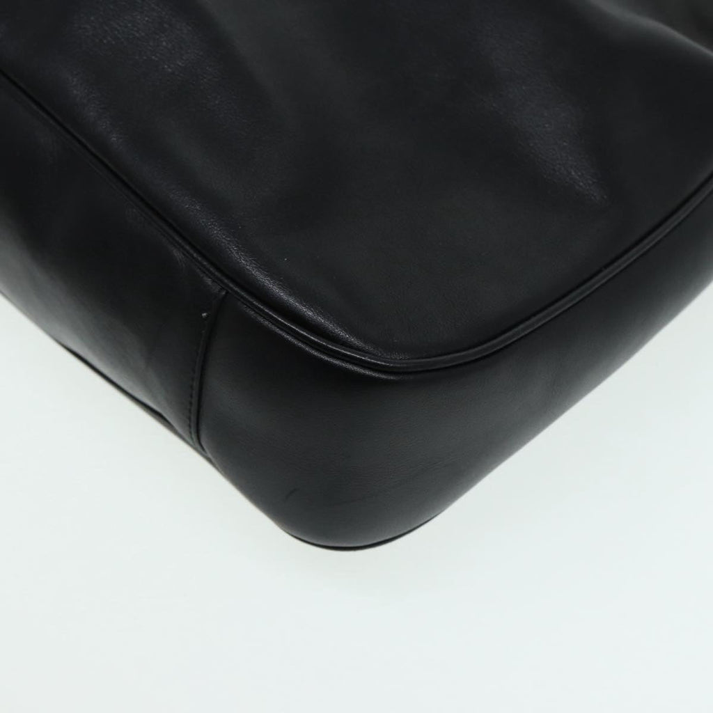 GUCCI Bamboo Hand Bag Leather 2way Black Gold 82114