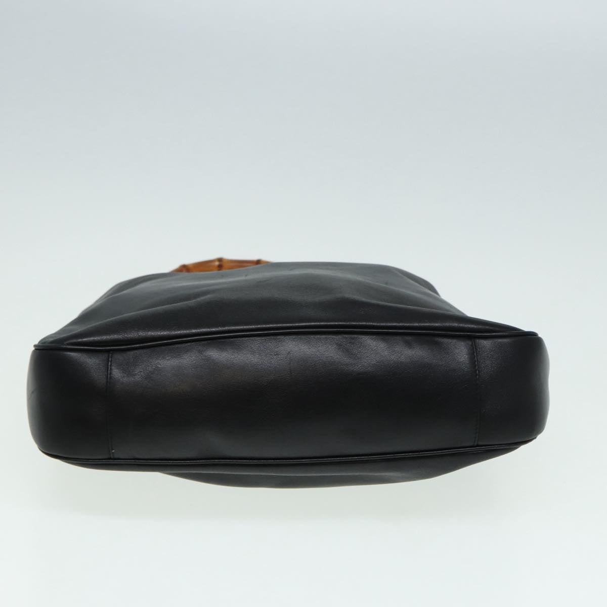 GUCCI Bamboo Hand Bag Leather 2way Black Gold 82114