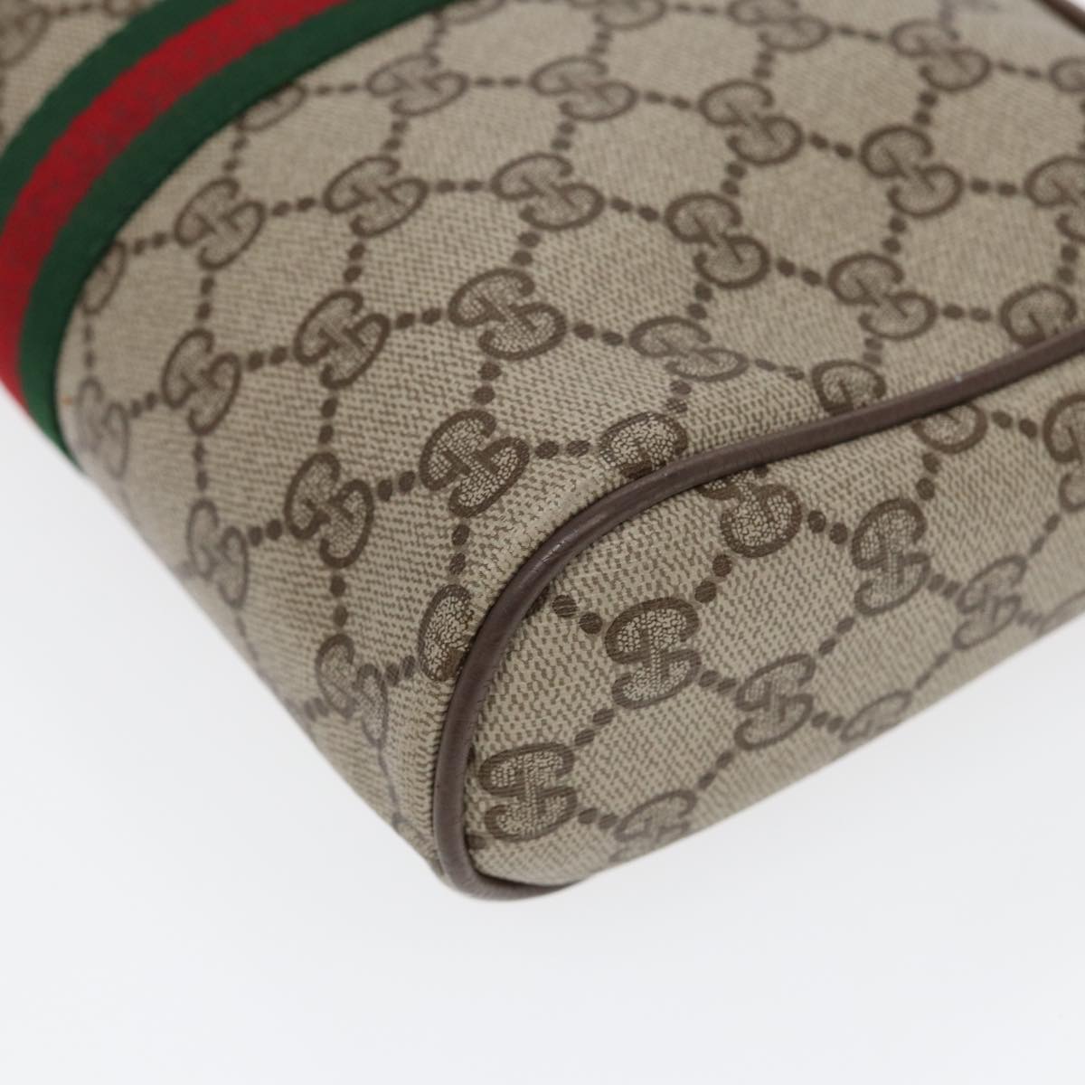 GUCCI GG Supreme Web Sherry Line Clutch Bag PVC Beige Gold Red 82117