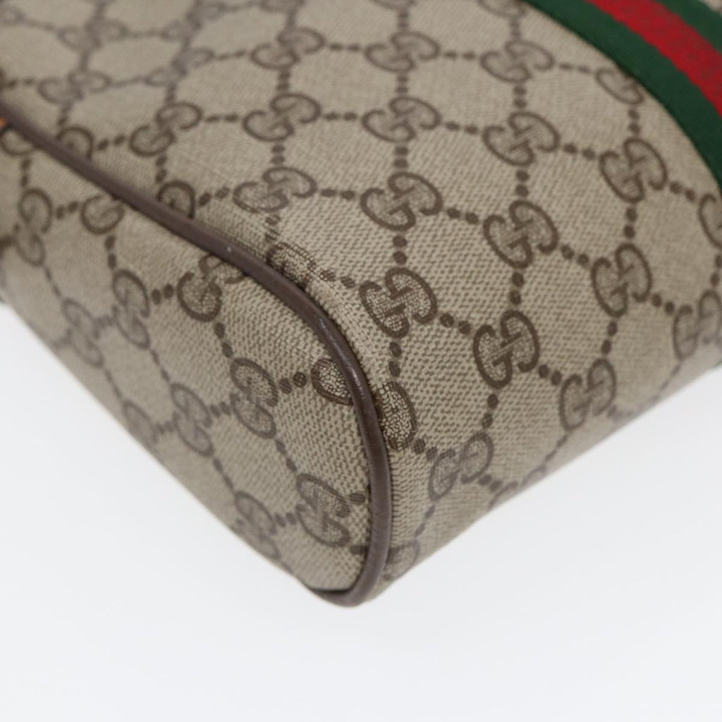 GUCCI GG Supreme Web Sherry Line Clutch Bag PVC Beige Gold Red 82117