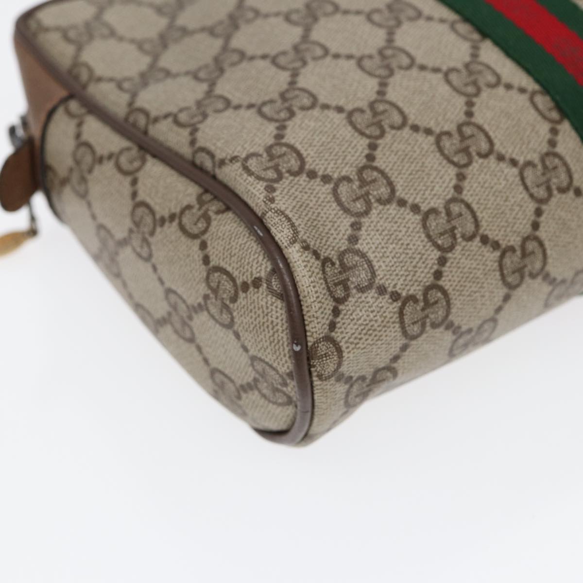 GUCCI GG Supreme Web Sherry Line Clutch Bag PVC Beige Gold Red 82117