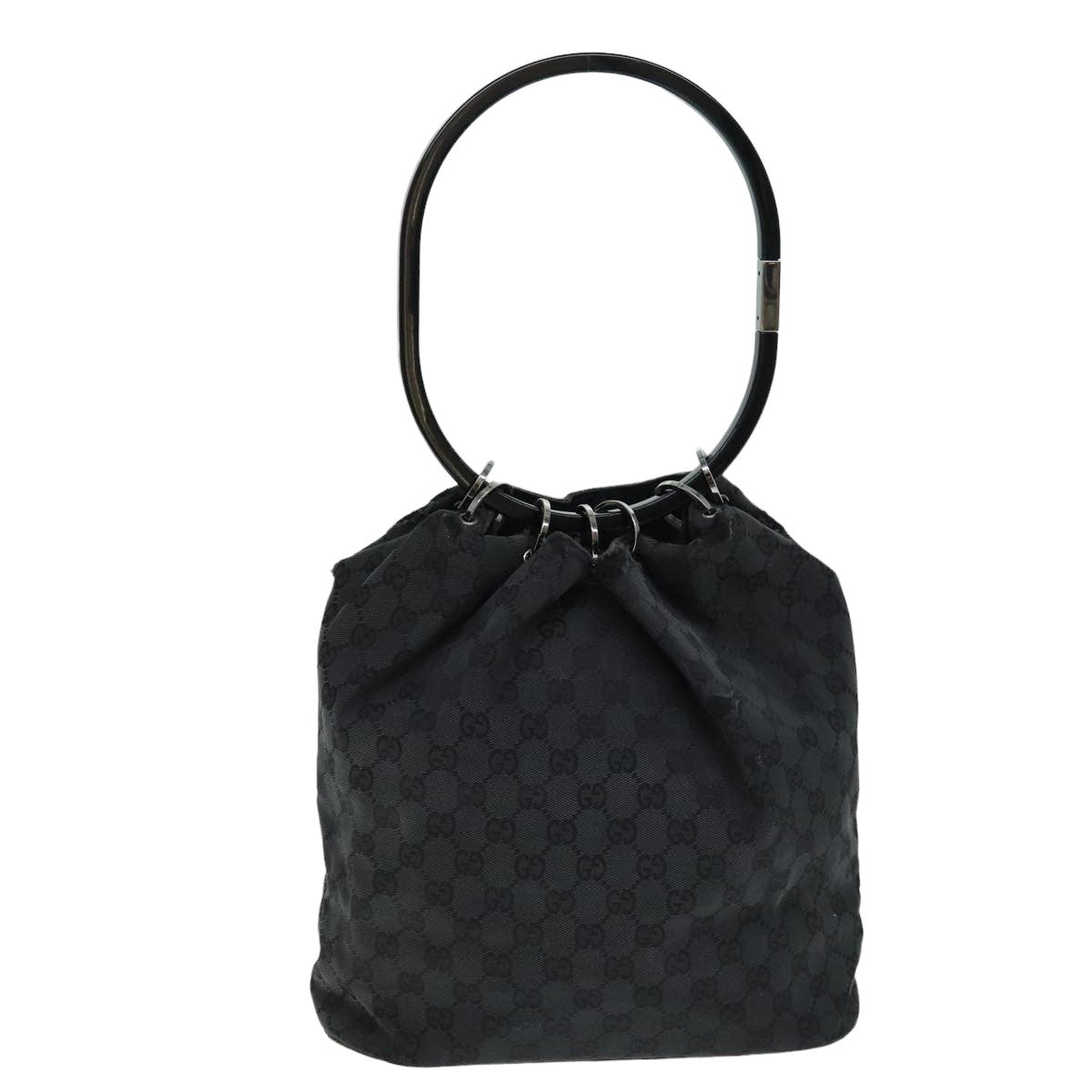 GUCCI GG Canvas Shoulder Bag Black 001 3738 82165
