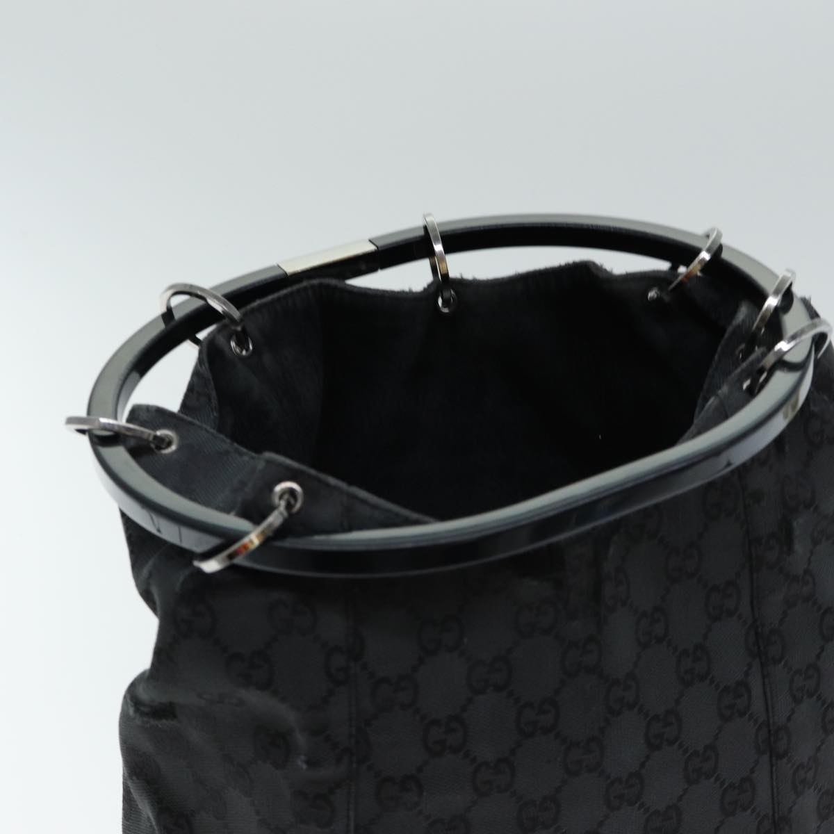 GUCCI GG Canvas Shoulder Bag Black 001 3738 82165