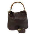GUCCI Bamboo Shoulder Bag Leather 2way Brown 001 3444 1638 82177