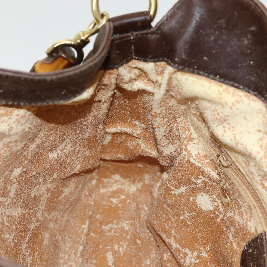 GUCCI Bamboo Shoulder Bag Leather 2way Brown 001 3444 1638 82177