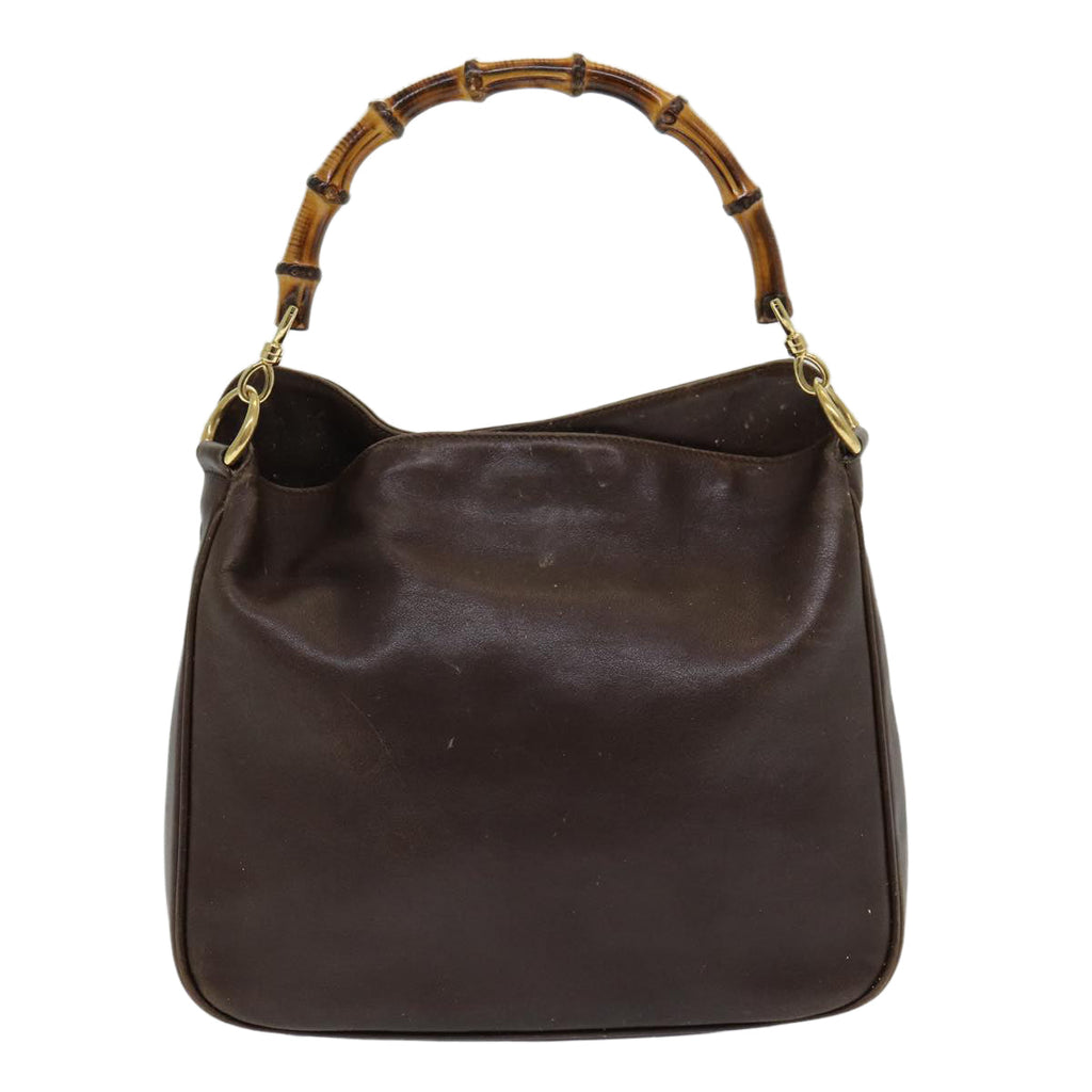 GUCCI Bamboo Shoulder Bag Leather 2way Brown 001 3444 1638 82177