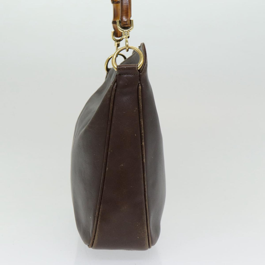GUCCI Bamboo Shoulder Bag Leather 2way Brown 001 3444 1638 82177