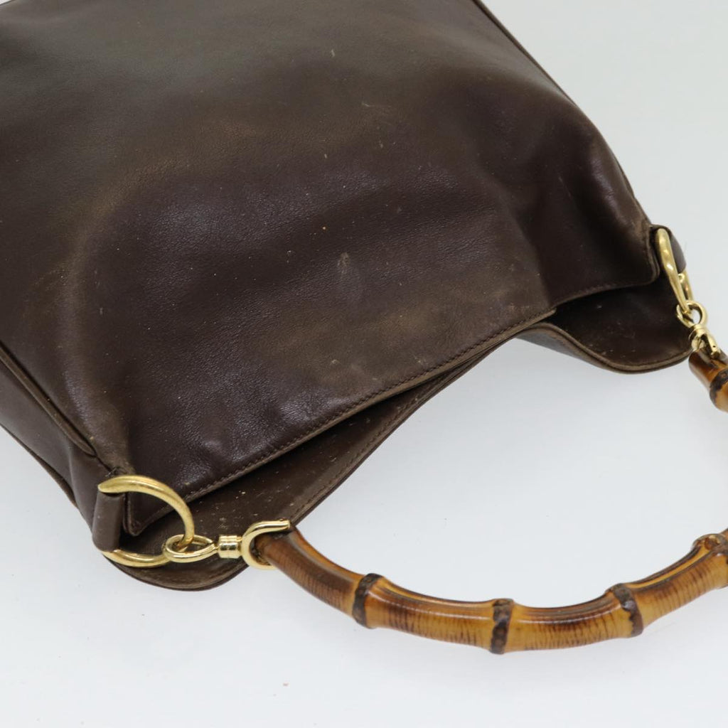 GUCCI Bamboo Shoulder Bag Leather 2way Brown 001 3444 1638 82177