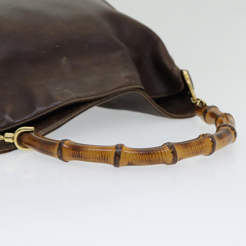 GUCCI Bamboo Shoulder Bag Leather 2way Brown 001 3444 1638 82177