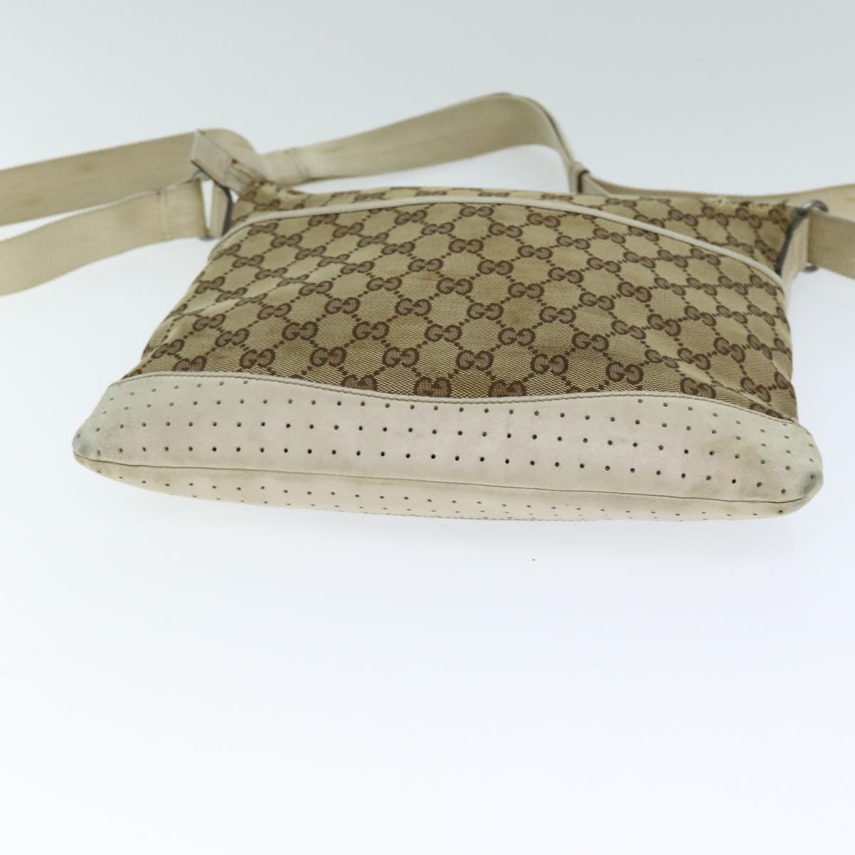GUCCI GG Canvas Shoulder Bag Beige White 145857 82178