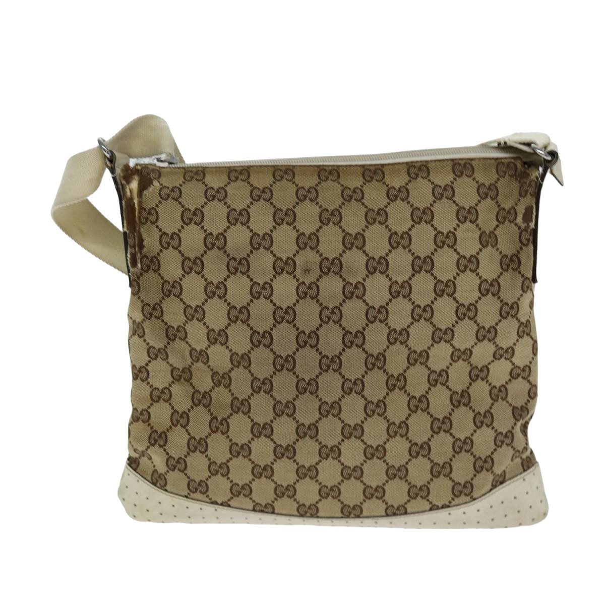 GUCCI GG Canvas Shoulder Bag Beige White 145857 82178